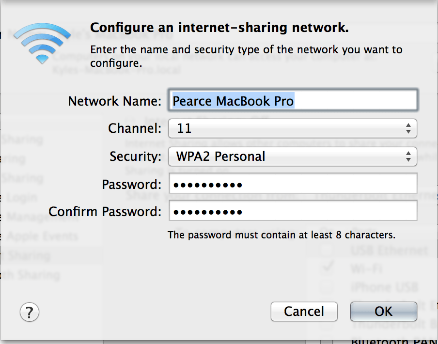 mac wifi network for photo sharing